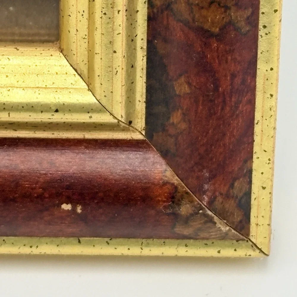 Decorative Picture Frame 8x10 Gold Autumn Floral Burgundy Painted Vintage 90s